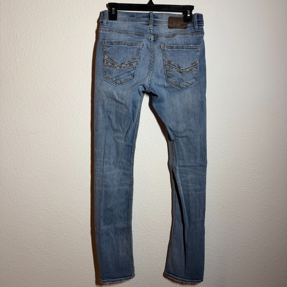 BKE Buckle Alec Jeans Mens 29x34 Blue Denim Cotton Stretch Slim Fit Straight Leg - Picture 3 of 10